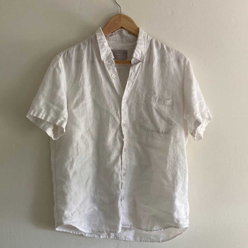 Mens Everlane short sleeve linen button up